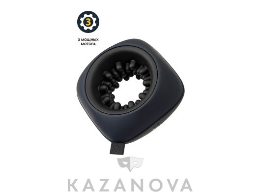 Мастурбатор Satisfyer Ring Stroker из силикона с вибрацией 12 режимов черный 9.1 см